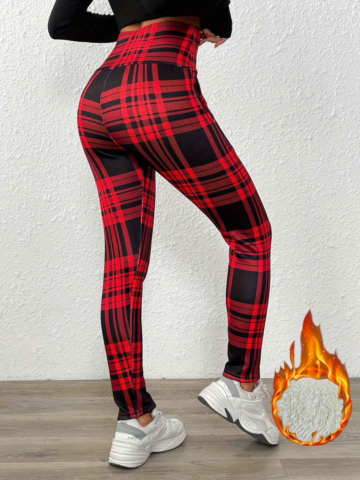 Legging droit taille haute doublé polaire pour femme – Hiver douillet