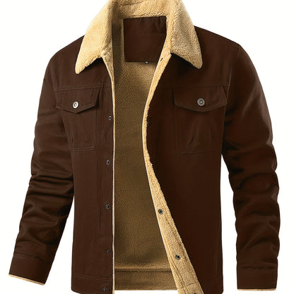 Men’s Fleece-Lined Workwear Jacket – Sherpa Collar Coat
