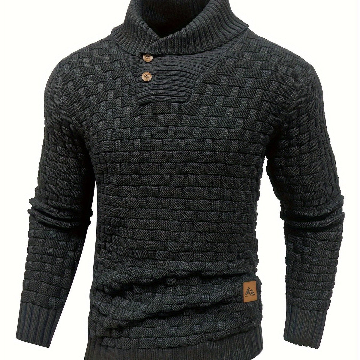 Pull en tricot gaufré pour homme – Grande élasticité avec col à revers
