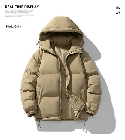 Loom & Soul™ Manteau à capuche d'hiver pour homme – Veste zippée rembourrée en coton épais pour la chaleur et le style au quotidien