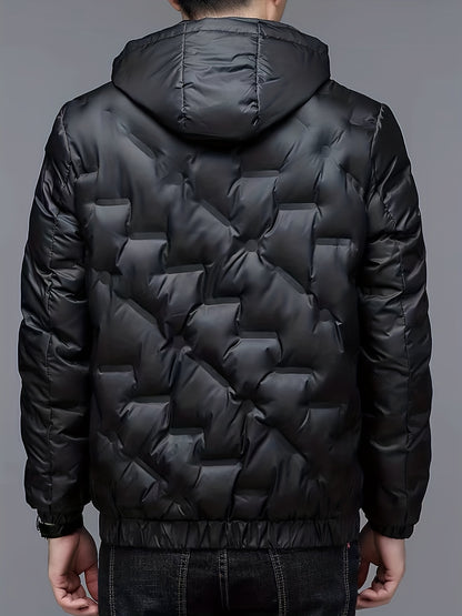 Men’s Windproof Hooded Jacket – Full-Zip Outdoor Winter Coat