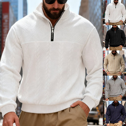 Men’s Zip-Up Hoodie Jacket – Loose Fit Casual Stand Collar Sweatshirt