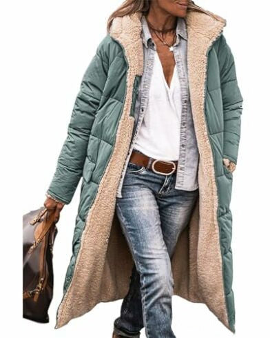 Manteau long Street Chic™ Loom & Soul — Veste mi-longue en mélange de coton pour femme avec poches | Élégante, confortable et confiante