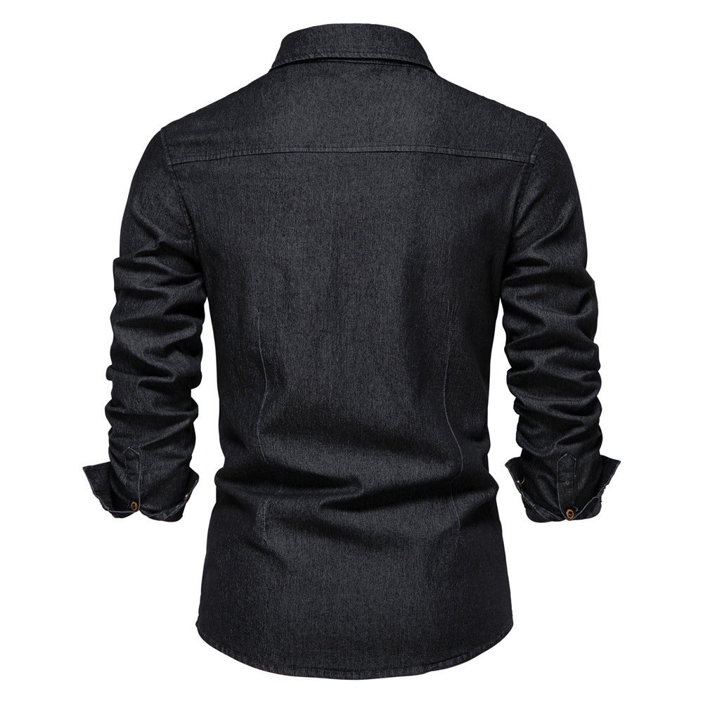Chemise en jean Loom & Soul™ pour homme – Coupe ajustée, manches longues, boutonnée décontractée