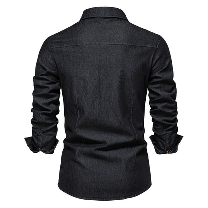 Chemise en jean Loom & Soul™ pour homme – Coupe ajustée, manches longues, boutonnée décontractée