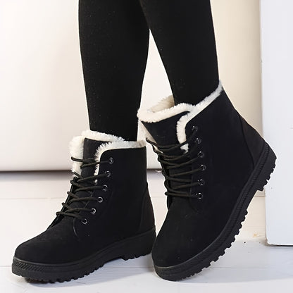 Bottes chaudes montantes pour femme – Chaussures d'hiver légères à lacets et plateforme