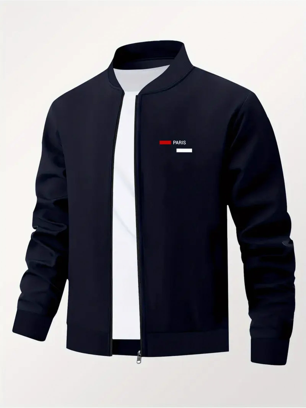 Men’s Printed Baseball Collar Jacket – Casual Streetwear Zip Workwear Coat