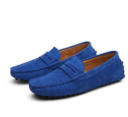 Loom & Soul Men’s Casual Leather Shoes – Genuine Cowhide Upper, Pigskin Lining, Anti-Skid Rubber Sole, Round Toe Slip-On Comfort