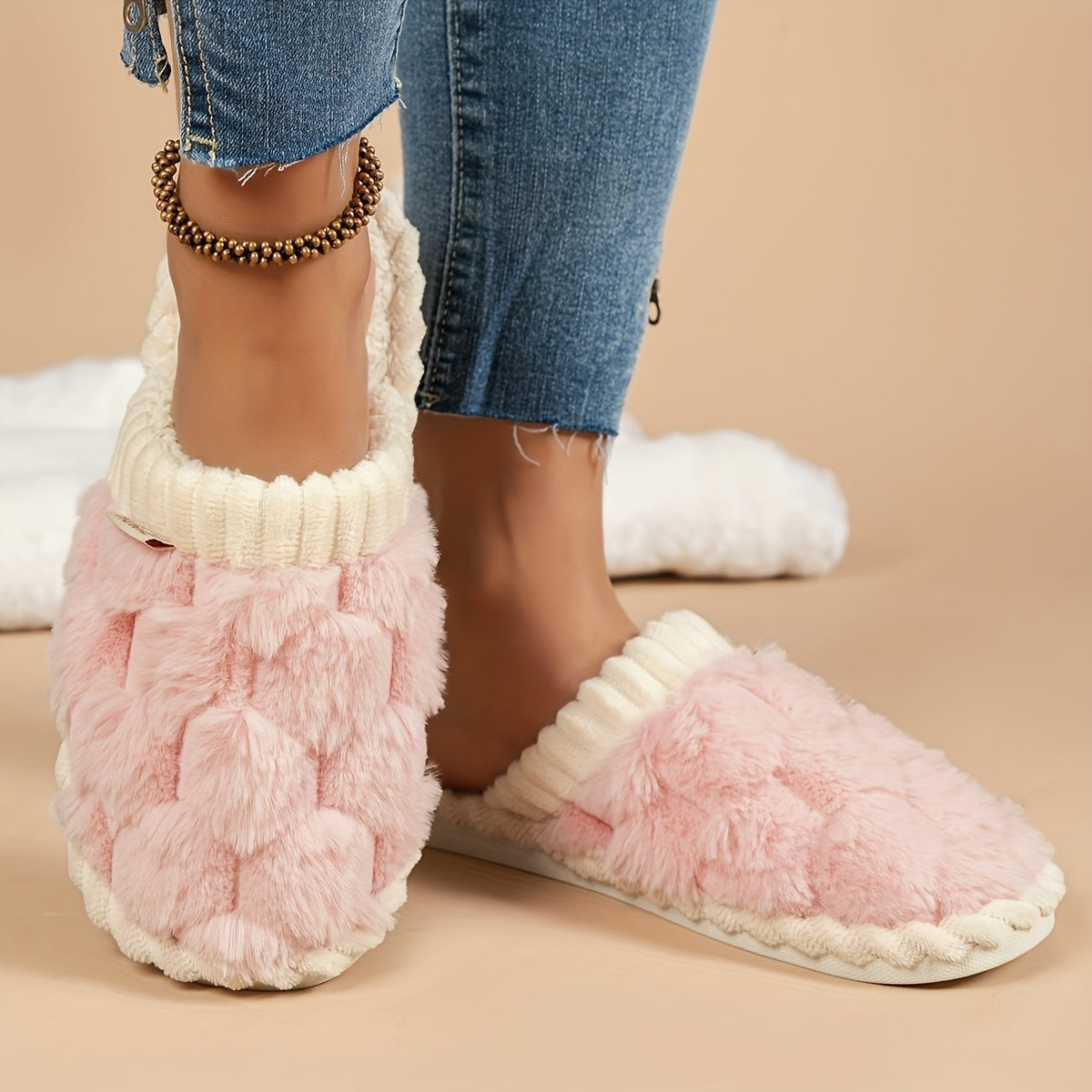 Pantoufles doublées de luxe pour femme – Confort intérieur et extérieur facile à enfiler