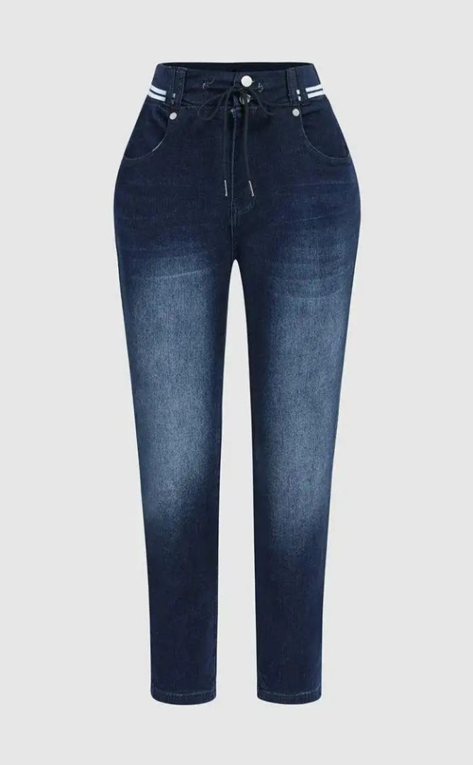 Women’s Athleisure Skinny Jeans – Drawstring Pull-On Butt-Lift Jeggings