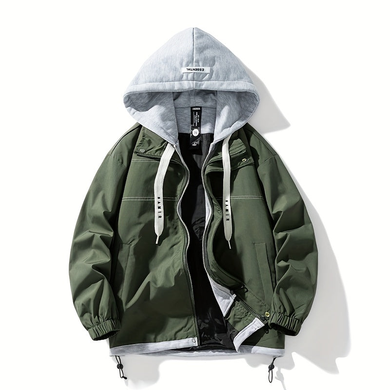 Veste zippée color block Loom & Soul pour homme – Coupe-vent léger à capuche