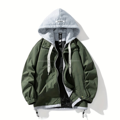 Veste zippée color block Loom & Soul pour homme – Coupe-vent léger à capuche