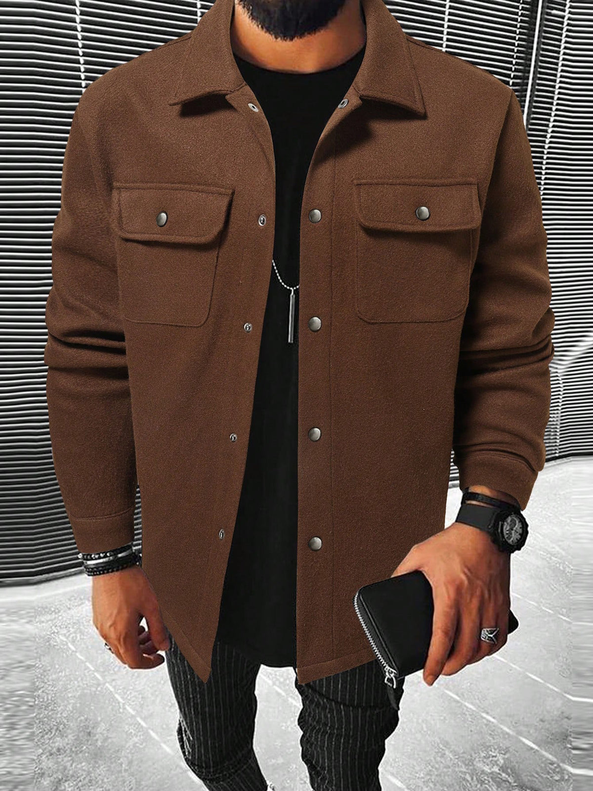 Loom & Soul Men’s Thick Casual Cardigan Shirt – British Style Long Sleeve