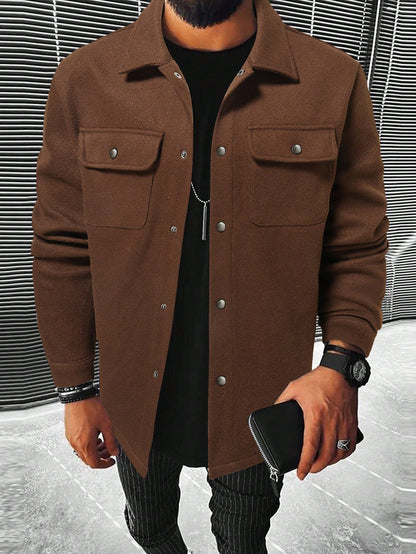 Loom & Soul Men’s Thick Casual Cardigan Shirt – British Style Long Sleeve