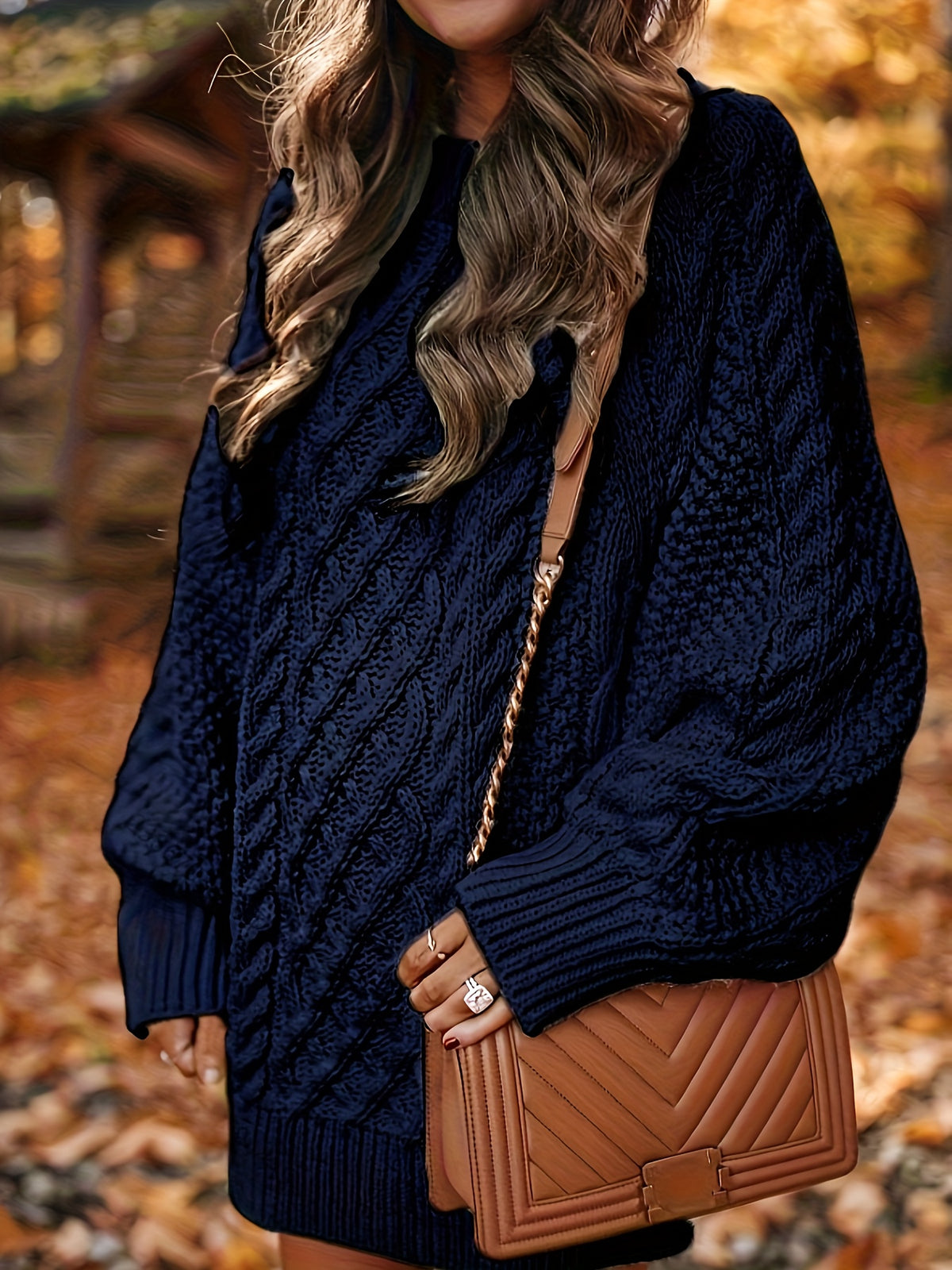 Pull Vika femme – Col rond ample en maille mi-longue