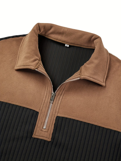 Men’s Full-Zip Winter Sweater – Thick Knit Stand Collar Pullover