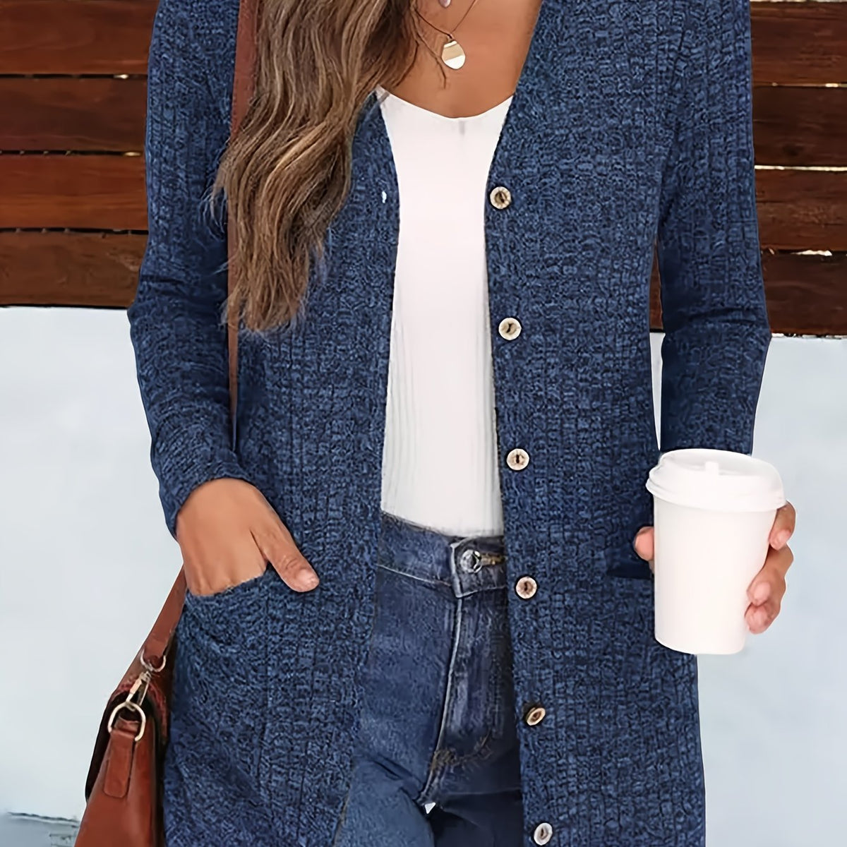 Cardigan élégant col V pour femme – Pull d'automne douillet boutonné