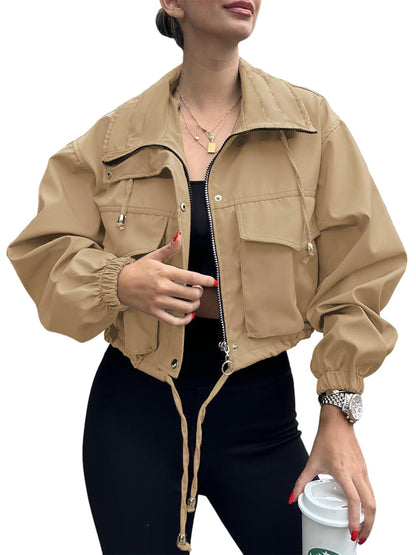 Trench court zippé pour femme – Style urbain uni
