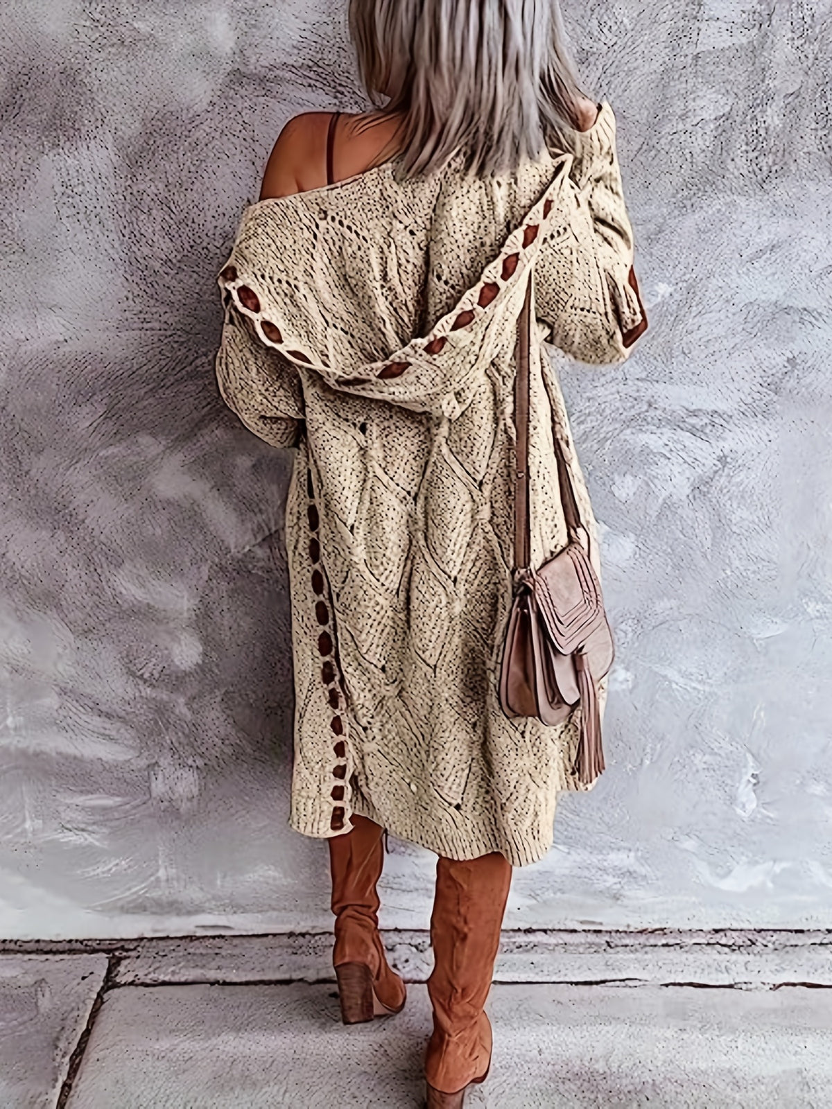 Vintage Open-Front Cardigan – Soft Knit Button Sweater for Fall/Winter