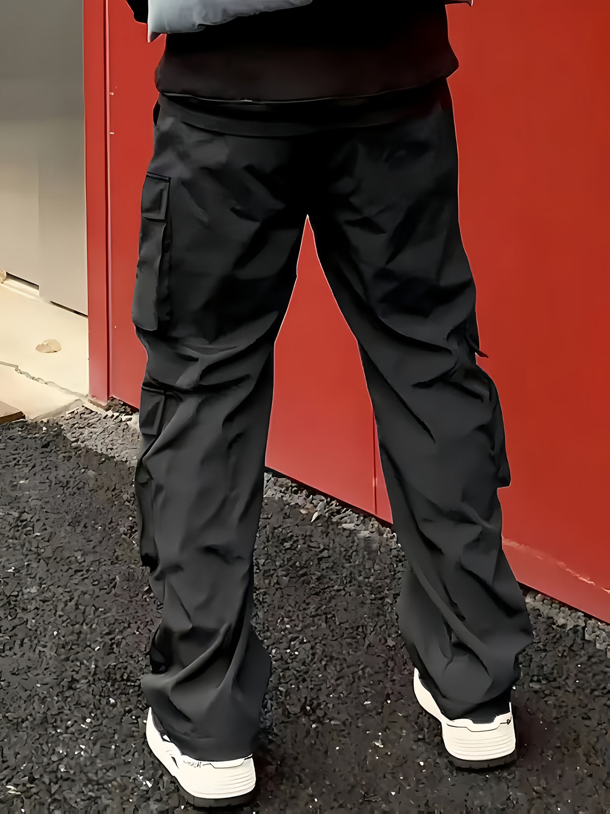 Pantalon cargo noir pour homme – Jogging d'extérieur coupe ample multi-zips pour le printemps/l'automne