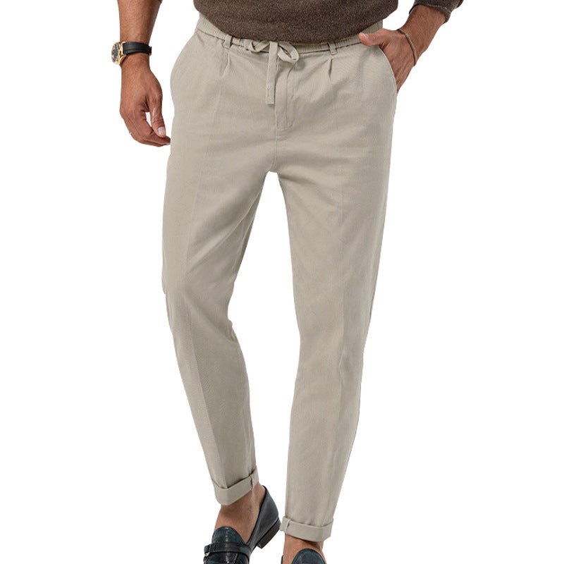 Pantalon de costume décontracté à cordon Loom & Soul™ pour homme – Coupe droite avec taille élastique et confort ajusté