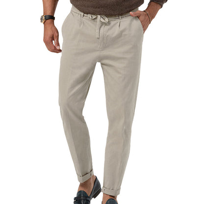 Pantalon de costume décontracté à cordon Loom & Soul™ pour homme – Coupe droite avec taille élastique et confort ajusté