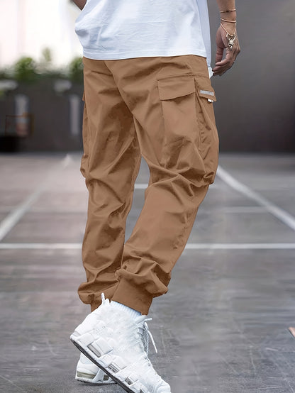 Men’s Olive Cargo Pants – Lightweight Multi-Pocket Streetwear Trousers