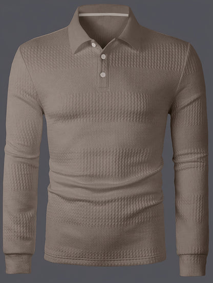 Men’s Summer Jacquard Lapel Shirt – Slim Fit Short Sleeve Polo