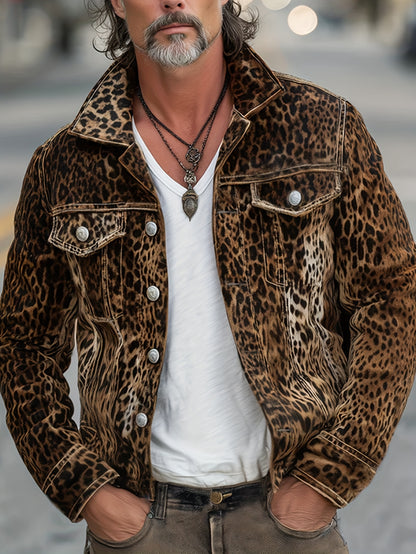 Leopard Statement Denim Jacket – Oversized Luxe Workwear