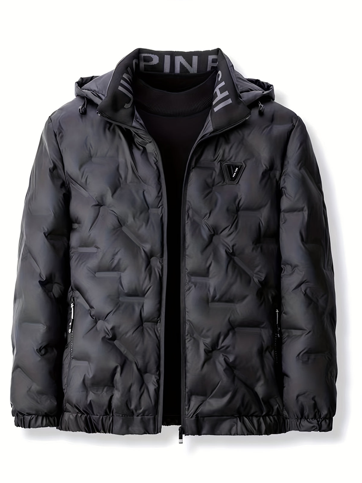 Men’s Windproof Hooded Jacket – Full-Zip Outdoor Winter Coat