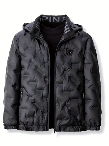 Men’s Windproof Hooded Jacket – Full-Zip Outdoor Winter Coat