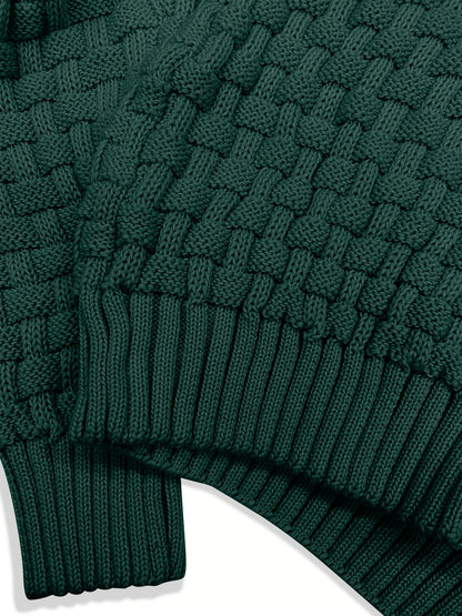 Pull en tricot gaufré pour homme – Grande élasticité avec col à revers