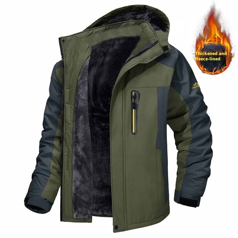 Manteau en molleton mi-long pour homme – Vêtement d'extérieur décontracté épais pour l'hiver