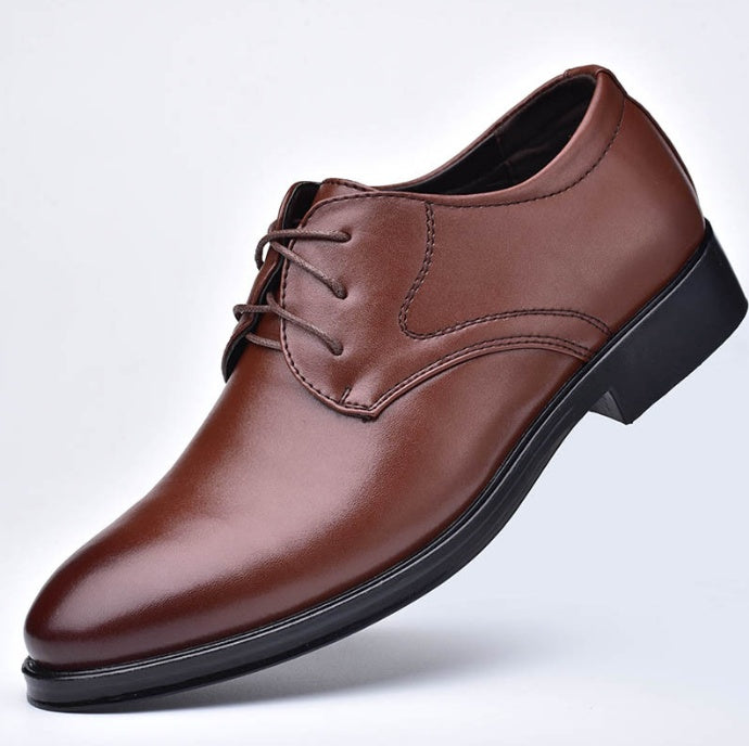 Chaussures pour hommes à bouts pointus Loom & Soul™ – Modèle classique en cuir à lacets avec doublure respirante et semelle en caoutchouc