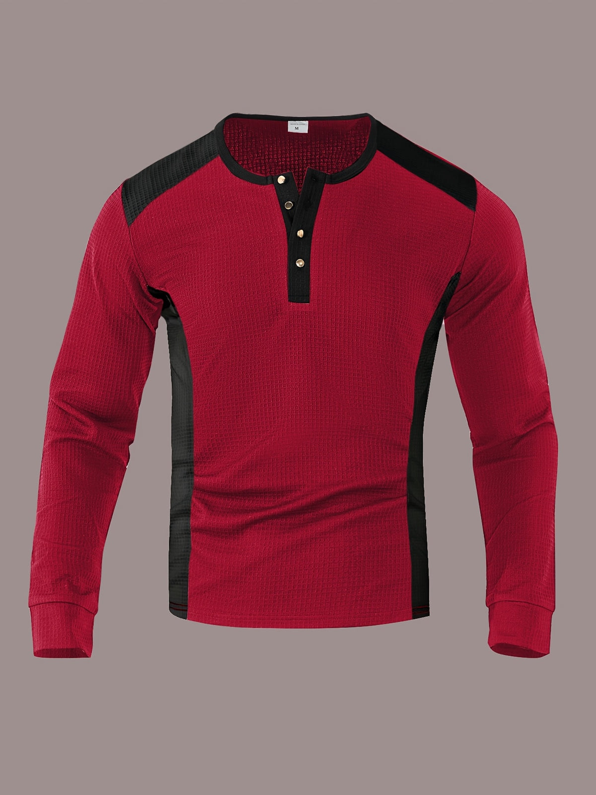 Men’s Waffle Henley Shirt – White & Black All-Season Button Top