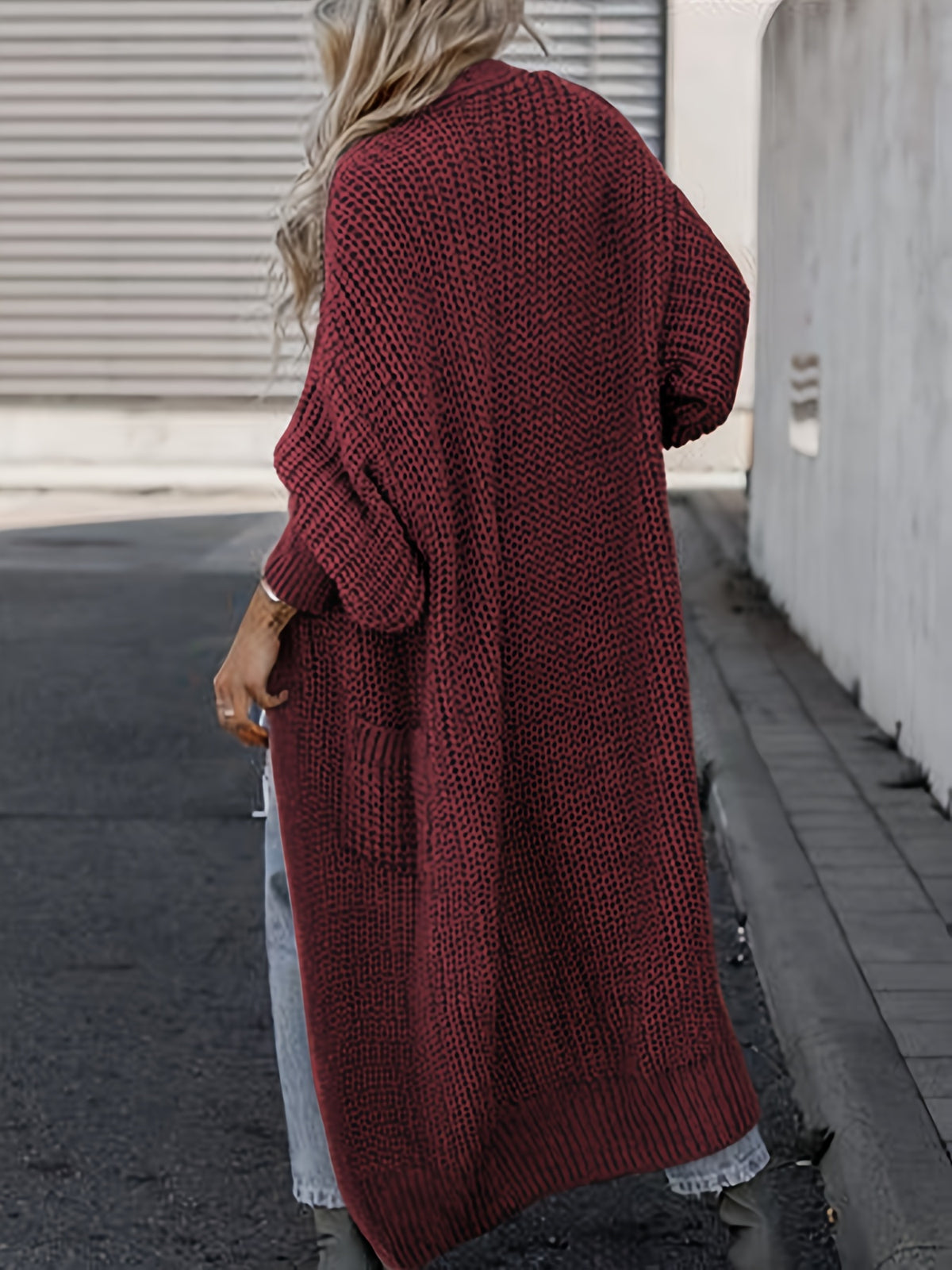 Elegant Deep V-Neck Ribbed Cardigan – Women’s Fall/Winter Knit Sweater
