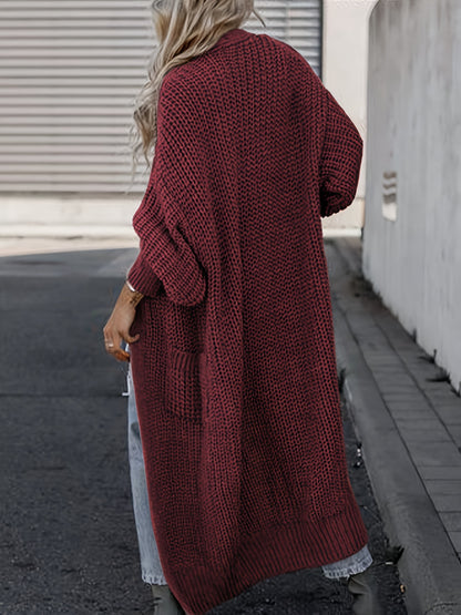 Elegant Deep V-Neck Ribbed Cardigan – Women’s Fall/Winter Knit Sweater
