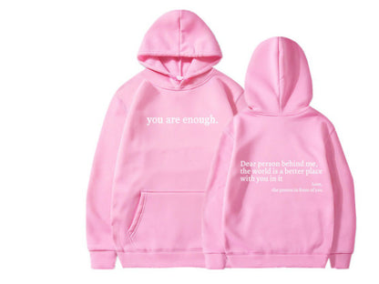 Loom & Soul – Sweat à capuche « Dear Person Behind Me » – Pull molletonné imprimé pour femme avec poche kangourou et cordon de serrage (Unisexe, plusieurs couleurs)