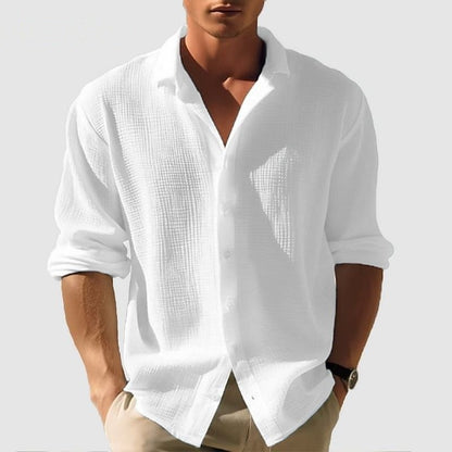 Chemise à manches longues et revers Loom & Soul™ pour homme – Haut décontracté uni boutonné pour l'automne et le printemps