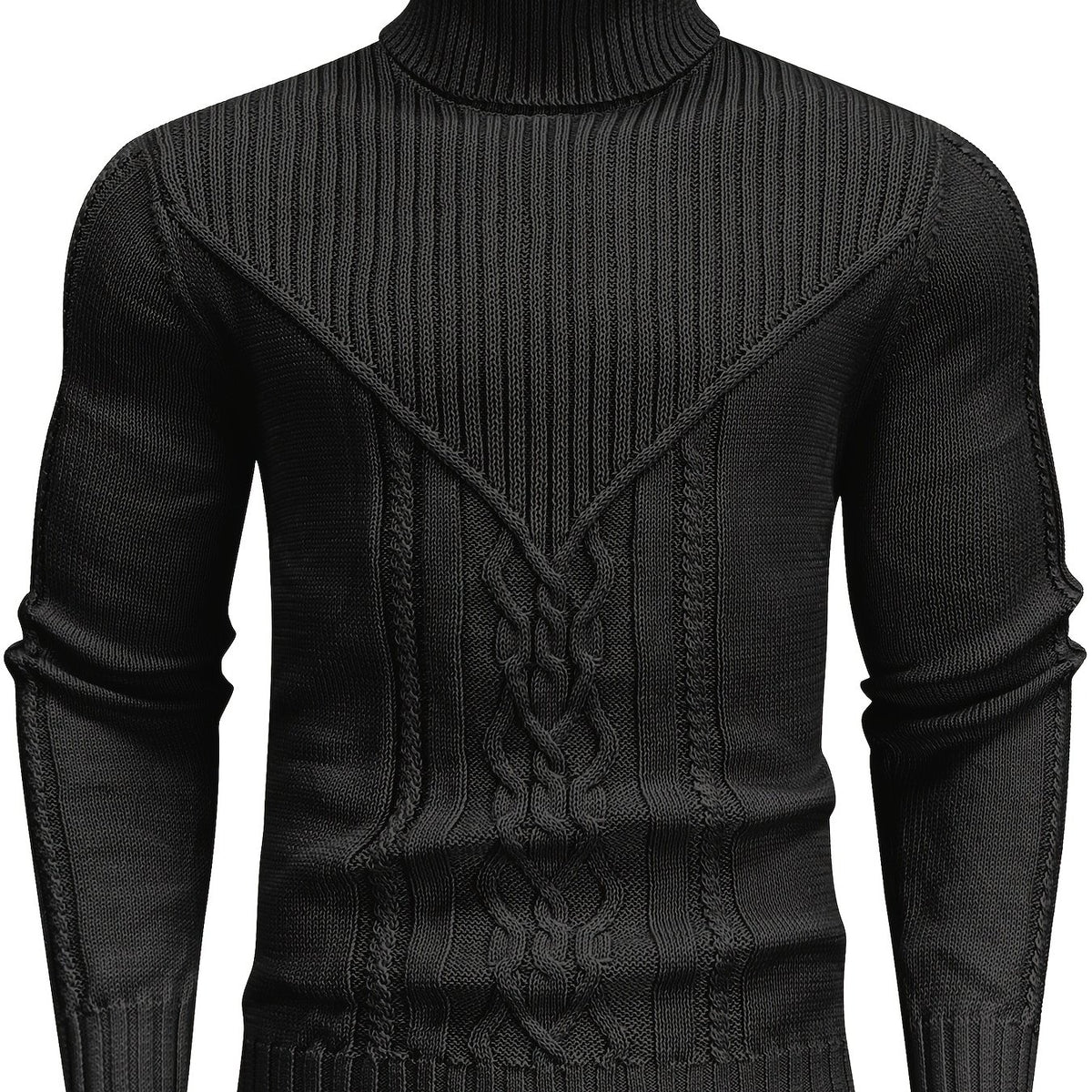 Suéter de cuello alto trenzado vintage para hombre – Jersey de punto clásico