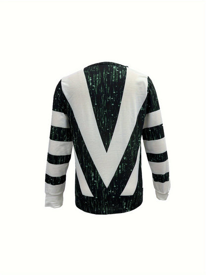 Haut Colorblock Rayé Zippé – T-shirt en Maille Élégant à Manches Longues