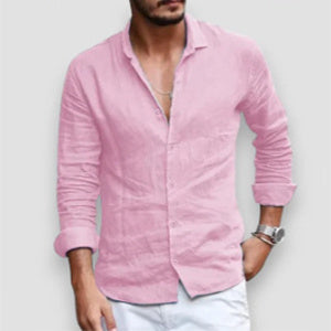 Chemise boutonnée à manches longues Loom & Soul™ pour homme – Haut décontracté coupe ample couleur unie à revers