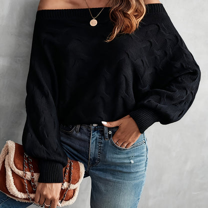 Chandail chauve-souris à épaules dénudées pour femme – Tricot ample toutes saisons