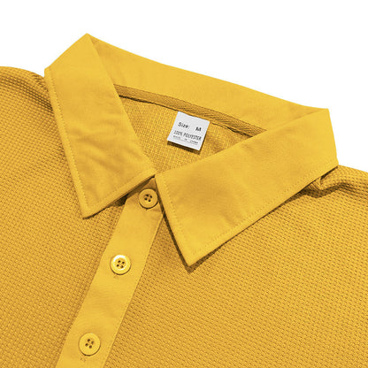Loom & Soul™ Polo gaufré homme – Haut d'été à revers, coupe ajustée, manches courtes