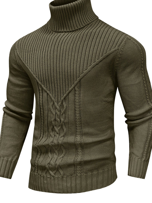 Men’s Vintage Twisted Turtleneck Sweater – Classic Knit Pullover