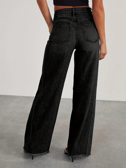 Jean taille haute ample pour femme – Denim décontracté extensible