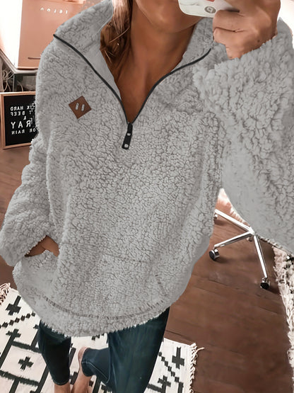 Sweat à capuche zippé douillet doublé polaire – Doux et décontracté pour femme