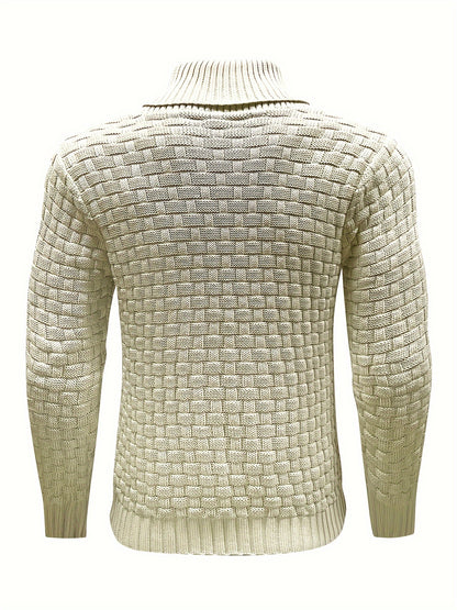 Pull en tricot gaufré pour homme – Grande élasticité avec col à revers