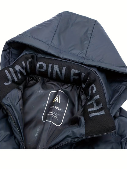 Men’s Windproof Hooded Jacket – Full-Zip Outdoor Winter Coat