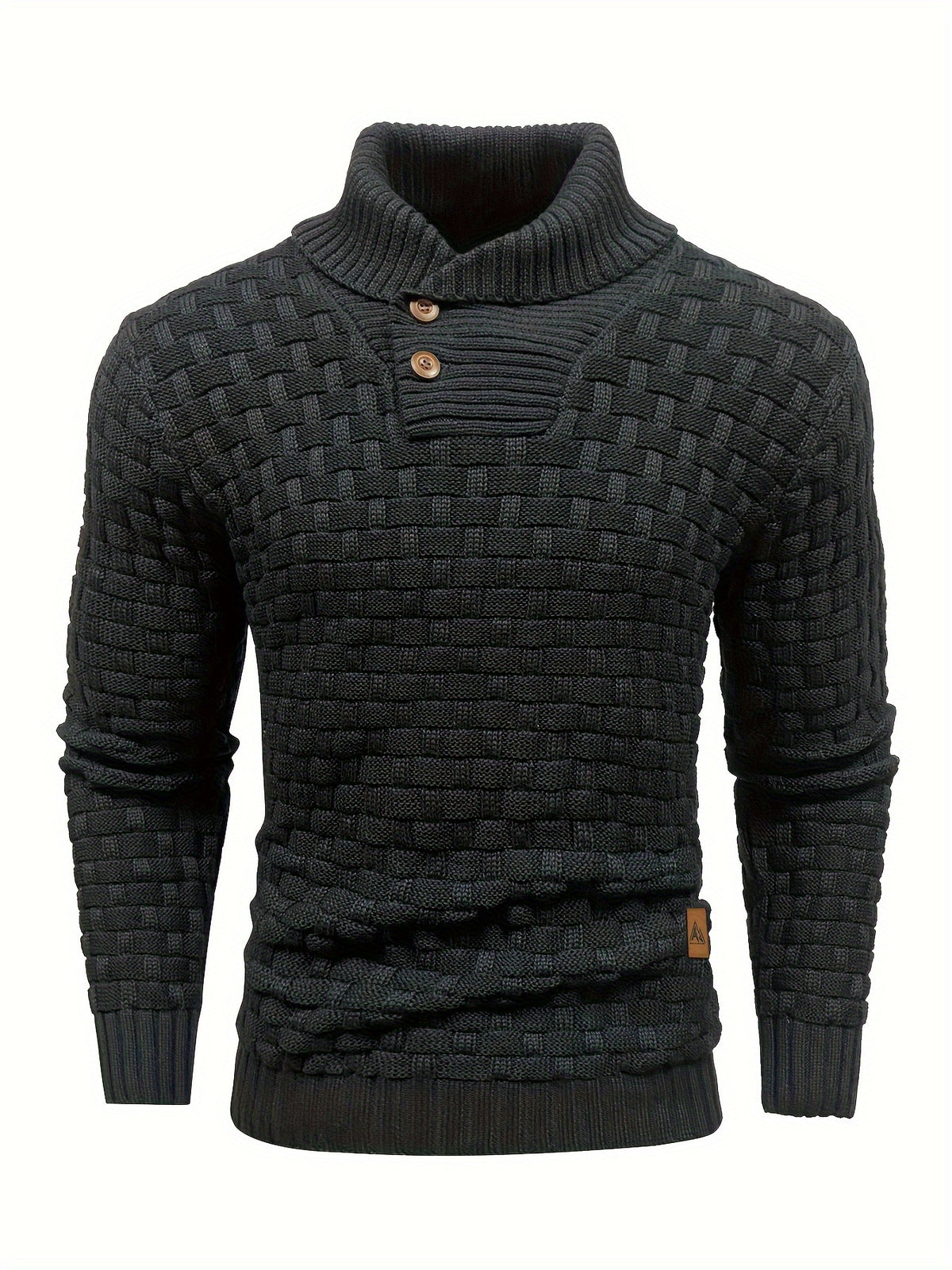 Pull en tricot gaufré pour homme – Grande élasticité avec col à revers